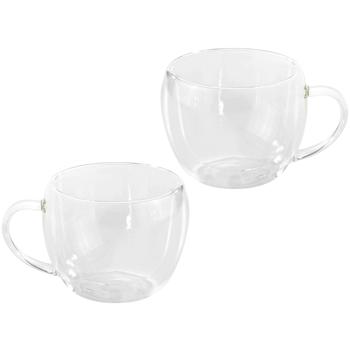 Preview: 2er-Set doppelwandige Teegläser 250ml - Borosilikatglas, isoliert für heisse/kalte Getränke - Spülmaschinen- & mikrowellengeeignet, Verbrennungsschutz