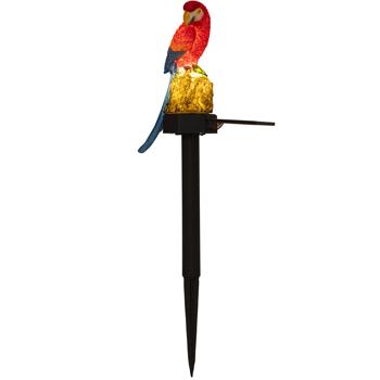 Preview: Garten Solarleuchte Papagei, 43cm, warmweiss, mit Erdspieß – Farbenprächtige Gartenfigur, stimmungsvolles Licht für Balkon & Terrasse