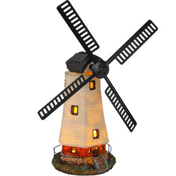 Preview: 2er-Set Solar-Windmühle mit beleuchteten Fenstern - Kabellose LED-Garten-Deko für Balkon & Terrasse - Leuchtet bis zu 10h - Solarpanel, NiMh-Akku
