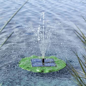 Teich-Springbrunnen in Blattform, solarbetrieben, 4 Sprüh-Aufsätzen