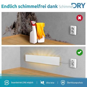 Preview: Effektives Schimmel Dry Set mit Basiselement & Erweiterungsmodul – Schimmelentferner, weiss mit innovativer Keramik-Wärmeplatte für trockene Wände