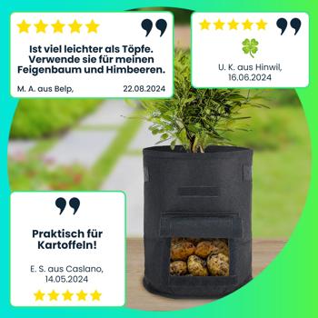 Preview: XL-Pflanzen-Wachstumssäcke, 2er-Set, mit Tragegriffen und Sichtfenster, je 38 l, wasserdurchlässig, Vliestopf für Kartoffeln, Zwiebeln, Karotten u.v.m