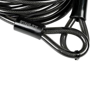 Preview: Stahlseil schwarz 5m x Ø 1,2cm - Wetterfest Diebstahlsicherung für Gartenmöbel Fahrräder & Zubehör - Robust mit Kunststoff-Ummantelung & 2 Schlaufen