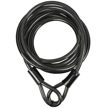 Preview: Stahlseil schwarz 5m x Ø 1,2cm - Wetterfest Diebstahlsicherung für Gartenmöbel Fahrräder & Zubehör - Robust mit Kunststoff-Ummantelung & 2 Schlaufen