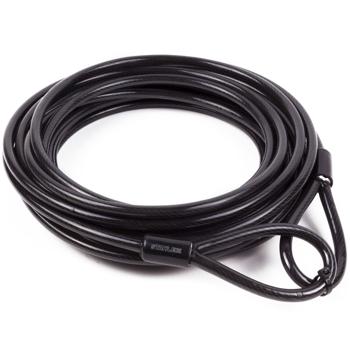 Stahlseil schwarz 10m x Ø 8mm - wetterfest Diebstahlschutz für Fahrräder Gartenmöbel & Objekte - robuste Kunststoff-Ummantelung mit 2 Schlaufen