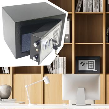Elektronischer Möbeltresor, 23x17x17cm, 15 Min. feuerfest, 2 Stahlbolzen, schwarz, Wand/Boden-Montage, sicherer Tresor für Wertsachen