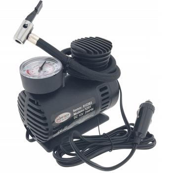 Preview: Luftkompressor mit Manometer - für Auto, Wohnwagen & Fahrräder - 12V, 250 psi, 2 Adapter, Nadelventil, 2.8m Kabel, 18-Zoll-Schlauch