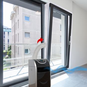 Preview: XXL Fenster Abdichtung für mobile Klimaanlagen, für den Abluftschlauch – Maximale Kühlung, einfache Montage, effektiv und robust