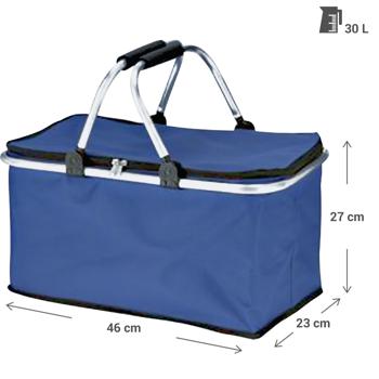 Preview: Thermo Einkaufskorb 30L - faltbar & isoliert für Camping, Picknick, Strand - hält Kühlkette intakt - robustes Aluminiumgestänge & Polyester - blau