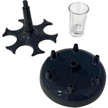 Preview: Schnapsspender 6 Shotgläser Rund - Gleichmässige Verteilung dank Siphon-Prinzip - Spülmaschinenfest - Ideal für Party, Gartenfest, Junggesellenabschied