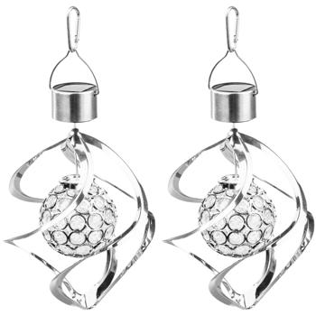 Preview: 2er-Set Solar-Windspiel mit Leuchtkugel, RGB, 16 x 23 cm