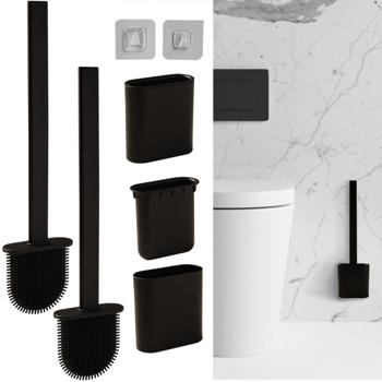 WC-Bürste (2er-Set) mit Silikonborsten & Halter – Toilettenbürste zum Aufstellen oder zur Wandmontage – Effizient & hygienisch