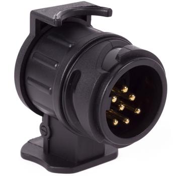 Anhänger-Adapter 13 auf 7 polig - Kurzadapter für moderne Zugfahrzeuge & ältere Anhänger - Stossfest, robust, wasserdicht - 12V Kunststoff schwarz