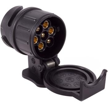 Preview: Anhänger-Adapter 13 auf 7 polig - Kurzadapter für moderne Zugfahrzeuge & ältere Anhänger - Stossfest, robust, wasserdicht - 12V Kunststoff schwarz