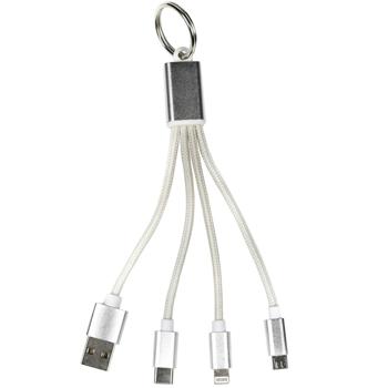 Multi-USB-Ladekabel Schlüsselanhänger - 3-in-1 Design lädt 3 Geräte gleichzeitig - Typ-A auf Typ-C, Micro-USB & Lightning - 13 cm robust & kompakt