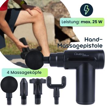 Preview: Kompakte Hand-Massagepistole, Massage Gun mit Akku u. 4 Aufsätzen, USB-C, 25 W, Massagegerät für eine entspannte Muskulatur