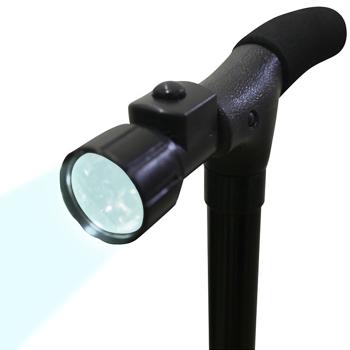 Preview: Gehstock mit LED-Lampe - Faltbar, höhenverstellbar 85-95 cm - 360° rutschfester Fuss bis 115 kg - Ergonomischer Griff für sicheres Gehen im Dunkeln