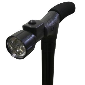Preview: Gehstock mit LED-Lampe - Faltbar, höhenverstellbar 85-95 cm - 360° rutschfester Fuss bis 115 kg - Ergonomischer Griff für sicheres Gehen im Dunkeln