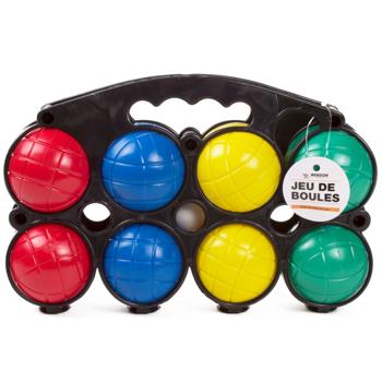 Boule Spiel Set 8 Kunststoffkugeln - Für Freunde & Familie, Garten, Strand, Urlaub - Zielkugel, Tragekoffer, PP-Material - Bunt