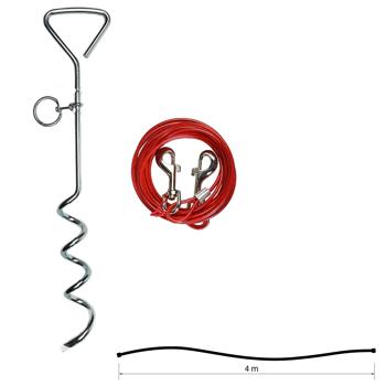 Preview: Anlegepflock für Hunde und Katzen - Inkl. 4m Leine & Karabinerhaken - Robuster Bodenanker für Garten, Camping & Strand - Freilauf & Sicherheit