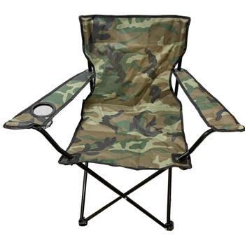Campingstuhl klappbar Camouflage - mit Getränkehalterung & Tragetasche - robuster Metallrahmen, Polyester, wetterfest, 80x50x50 cm