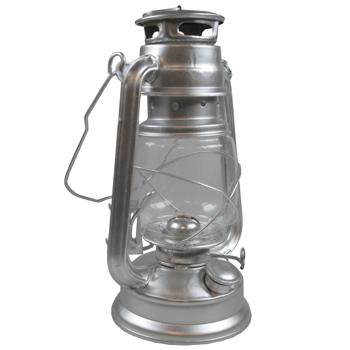 Preview: Öl-Sturmlaterne 25cm - Vintage Windlicht mit Docht für Petroleum/Lampenöl - 200ml Tank, Glas & Metall - Ideal für Garten, Camping, Notfall - Hängend/stehend