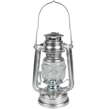 Preview: Öl-Sturmlaterne 25cm - Vintage Windlicht mit Docht für Petroleum/Lampenöl - 200ml Tank, Glas & Metall - Ideal für Garten, Camping, Notfall - Hängend/stehend