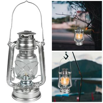 Öl-Sturmlaterne 25cm - Vintage Windlicht mit Docht für Petroleum/Lampenöl - 200ml Tank, Glas & Metall - Ideal für Garten, Camping, Notfall - Hängend/stehend