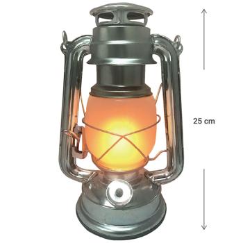 Preview: LED-Sturmlaterne mit Flammen-Effekt, silber – Aluminium, 15x24cm, stimmungsvolle Deko-Laterne für Innen & Aussen