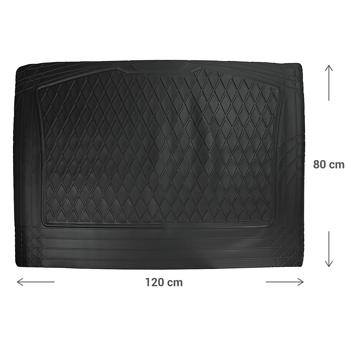 Preview: Robuste Kofferraummatte 120x80 cm - Zuschneidbar, wasserabweisend, schmutzabweisend - Rutschfest mit Spikes & Noppen - Für sauberen Laderaum - Auto Zubehör