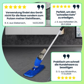 Preview: Praktischer 2 in 1 Bodenwischer nass-trocken mit Sprühfunktion, FastSwap, Wassertank 700 ml, 180°-Schwenkkopf, inkl. 2 Wischtüchern