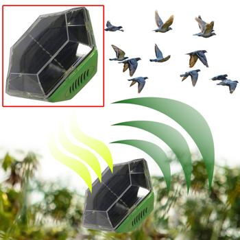 Schützender 2 in 1 Vogelschreck Ultraschall und Lichtsignal, deckt 100 - 150 m² ab, unabhängig dank Solarzelle und Akkus, IP43