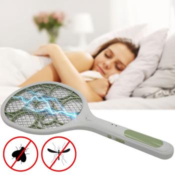 Preview: Elektrische Mückenklatsche Hochspannung - Fliegenklatsche mit Schutzgitter & LED-Licht, saubere Wände & effektive Insektenabwehr