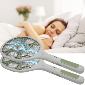 2er-Set Elektrische Mückenklatsche Hochspannung - Fliegenklatsche mit Schutzgitter & LED-Licht, saubere Wände & effektive Insektenabwehr