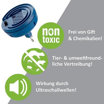 Preview: Ultraschall-Tiervertreiber, Steckdosenbetrieb, mit 3 anpassbaren Frequenzen. Wirkt gegen Mäuse, Marder, Insekten. Sicher & tierfreundlich