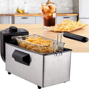 Profi Edelstahl Fritteuse 3L – 2000W Starkleistung für schnelle, knusprige Ergebnisse - Kompakte Kaltzonen Fritteuse mit Thermostat