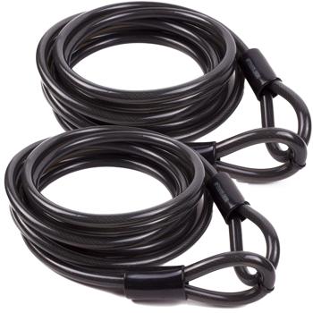 2er-Set Stahlseil – Diebstahlsicherung für Gartenmöbel & Fahrräder – 5m x Ø 1,2cm, wetterfest, Kunststoff-Ummantelung, schwarz – schont Oberflächen