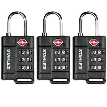 3er-Set TSA-Gepäckschloss - Sichere Flugreisen weltweit ohne Beschädigung - 3-stelliger Zahlencode - Robustes Metall-Bügel Gehäuse - Koffer-Schutz