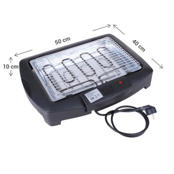 Preview: Elektrogrill 50x40x10 cm - Kompakter Tischgrill für spontane Nutzung drinnen & draussen - Rauchfrei - One-Touch Bedienung - Schwarz, klimafreundlich