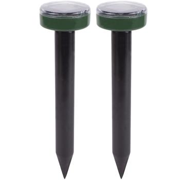 Preview: 2er-Set Solar-Maulwurfvertreiber - Tierfreundliche Wühlmäuse & Maulwurf Abwehr - 400 Hz Schallwellen, 500 m² Schutz, IP44, Ø 6 x 25,5 cm