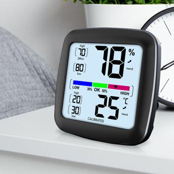 Digitales Präzisions-Thermo-Hygrometer – kalibrierbar mit LCD-Display – genaue Messung von Temperatur & Luftfeuchtigkeit – ideal für Zuhause, Büro & Garten