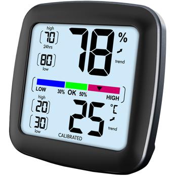 Preview: Digitales Präzisions-Thermo-Hygrometer – kalibrierbar mit LCD-Display – genaue Messung von Temperatur & Luftfeuchtigkeit – ideal für Zuhause, Büro & Garten