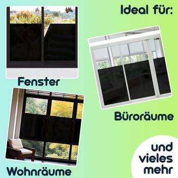 Preview: Sichtschutzfolie 50 x 200 cm – dunkle, selbstklebende Fensterfolie mit UV-Schutz – blickdicht, hitzereduzierend & ideal für Fenster, Büro & Wohnräume