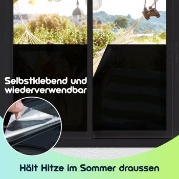 Preview: Sichtschutzfolie 50 x 200 cm – dunkle, selbstklebende Fensterfolie mit UV-Schutz – blickdicht, hitzereduzierend & ideal für Fenster, Büro & Wohnräume