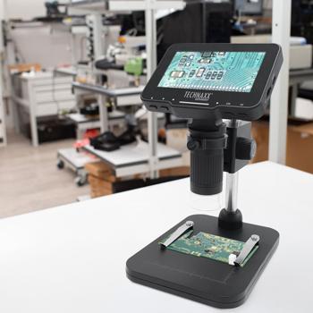 Digitales Mikroskop Pro - 4,3" IPS-Display - 50x Vergrösserung - PC-Anschluss, Akku, 8 LEDs - Win/macOS kompatibel - Foto/Video 720p