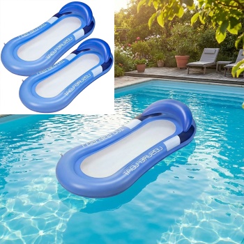 2er-Set Aufblasbare Schwimm Hängematte - Wasser-Luftmatratze, blau, 160x90cm - Entspanntes Schweben im Wasser, ob im Pool, See, oder Meer