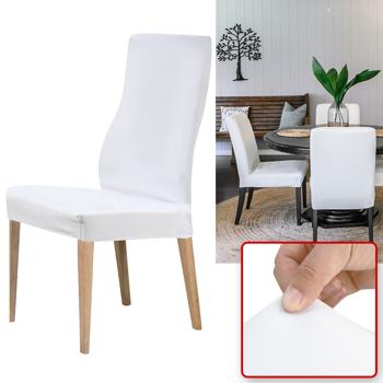 Edler Stuhlbezug, weiss, 2er-Set, aus Stretch mit Lehnenbezug, OEKO-TEX Standard 100, waschbar bis 40°C, Schutz vor Abnutzung