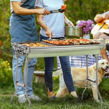 Tragbarer Camping-Grill (Edelstahl, 60x40cm) mit praktischer Tasche – Höhenverstellbar für flexible Nutzung beim Campen & Picknick