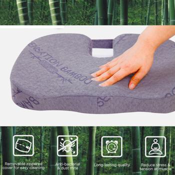 Preview: 2er-Set Bambus-Sitzkissen - passt sich optimal Ihrem Körper an - Memory-Foam, 45x30x6,4cm, waschbar - Ideal für Büro & Reisen