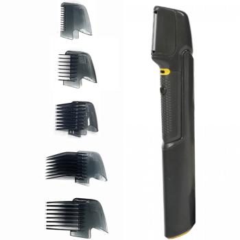 Haarschneider mit ausziehbarem Griff - präziser Barttrimmer, 5 Aufsätze, LED-Leuchte, kabelloser Batteriebetrieb - ideal für unterwegs & Camping